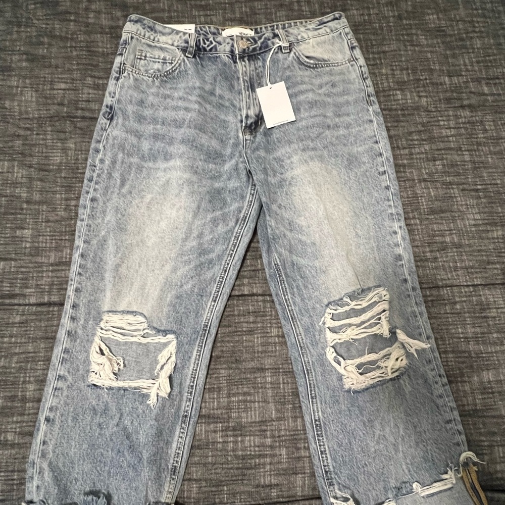 VERVET BY FLYING MONKEY Light Blue Distressed Boyfriend Jeans